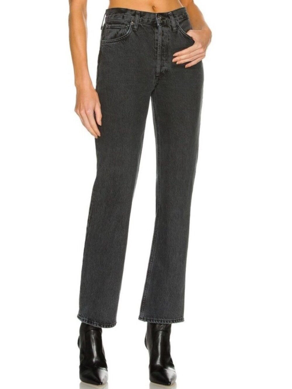 AGOLDE Black Washed Boot Cut Jeans